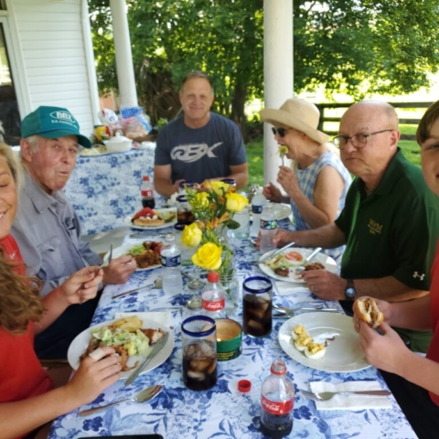 Candid shot with family at the farm on Mother's Day 2021