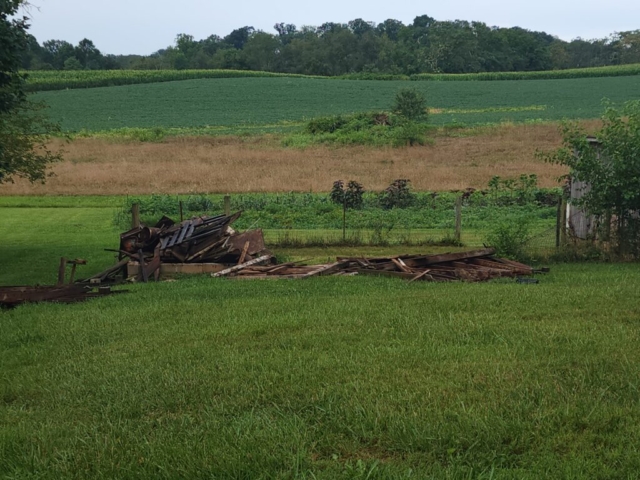 FArm shed flattened by wind storm